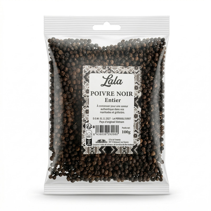 POIVRE NOIR ENTIER LALA 20X100G